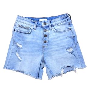 LC Lauren Conrad Button Fly Light Wash Distressed Fryeyed Jean Shorts Size 4